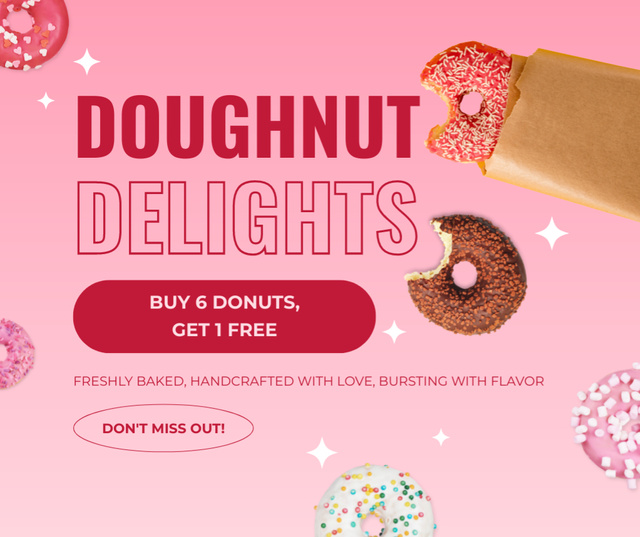 Doughnut Delights Special Promo Facebook tervezősablon