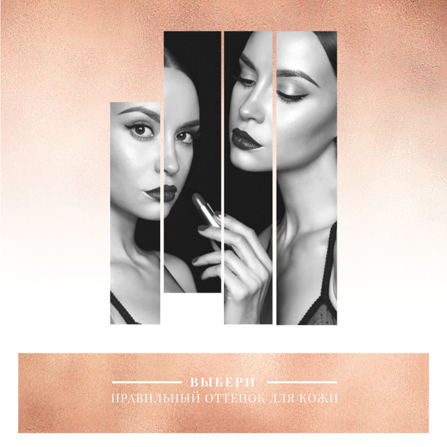 Plantilla de diseño de Cosmetics Offer with Woman applying lipstisk Instagram 