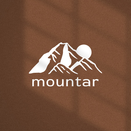 Emblem with Mountains with Sun Logo Design Template
