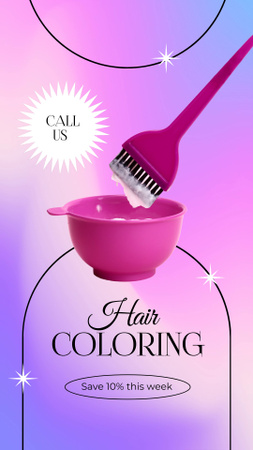 Hair Coloring Service Offer With Discount Instagram Video Story Πρότυπο σχεδίασης