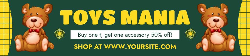 Ontwerpsjabloon van Ebay Store Billboard van Announcement of Toy Sale on Green