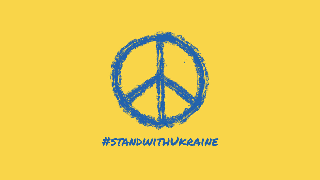 Lovely Peace Emblem Illustration with Ukrainian Flag Colors Zoom Background – шаблон для дизайна