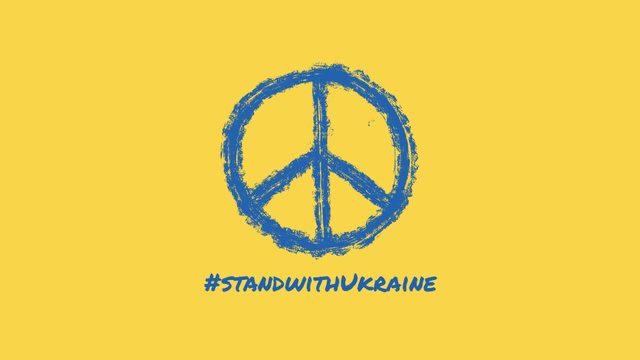 Lovely Peace Emblem Illustration with Ukrainian Flag Colors Zoom Background – шаблон для дизайну