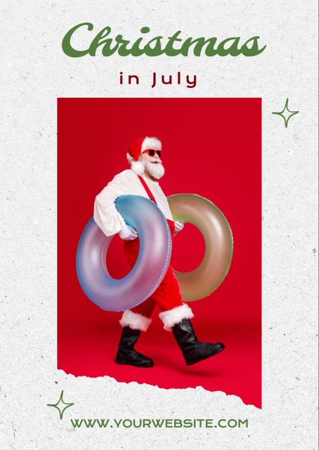  Christmas in July with Happy Santa Claus Flyer A6 Design Template