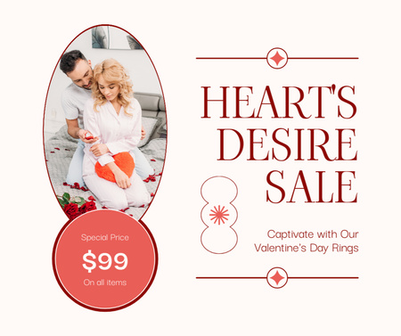 Heartfelt Gift With Rings Due Valentine's Day Facebook Design Template