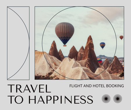 Designvorlage reise-inspiration mit luftballons am himmel für Facebook
