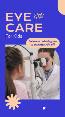 Designvorlage Augenpflege vom Spezialisten mit Rabatt für Kinder für Instagram Video Story
