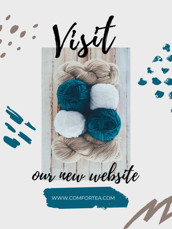 Website Ad with threads in basket Poster US Design Template
