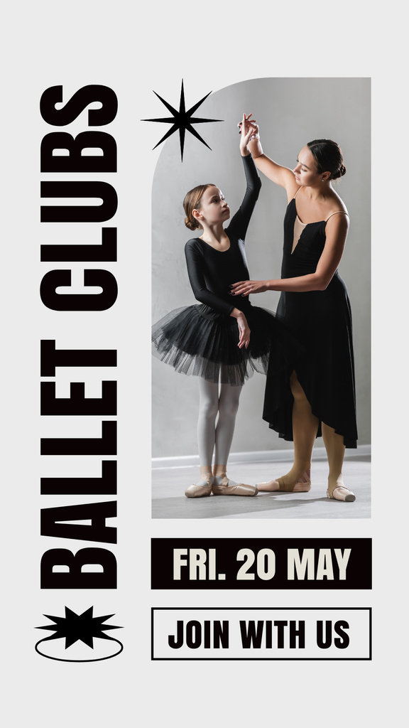 Designvorlage Ad of Ballet Clubs with Ballerina with Teacher für Instagram Story