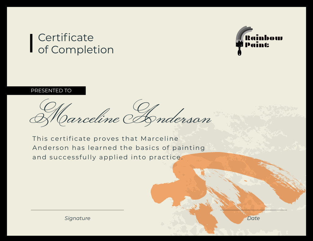 Platilla de diseño Honorable Recognition for Painting Achievement Certificate