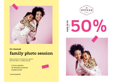 Plantilla de diseño de Oferta Sesión de Fotos Familiar con Madre e Hija Poster B2 Horizontal 