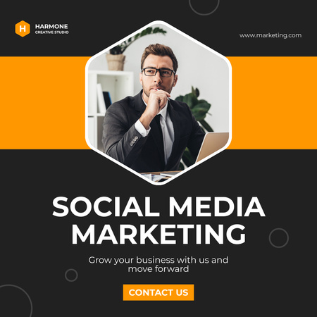 Young Businessman Doing Social Media Marketing Project Instagram Design Template