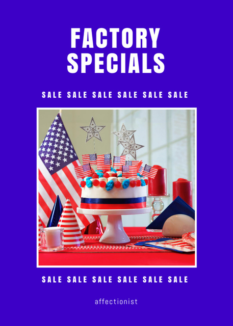 USA Independence Day Delicious Cake Sale Offer Postcard 5x7in Vertical Design Template