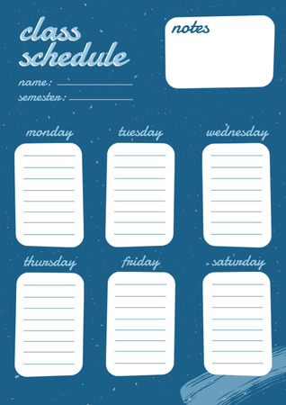 Weekly Class Schedule in Blue Schedule Planner Design Template