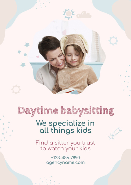 Designvorlage Daytime Childcare Services Offer für Poster A3