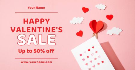 Ontwerpsjabloon van Facebook AD van Valentijnsdag Happy Sale-aanbieding