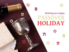 Passover Holiday Greeting With Wine And Bread