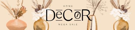 Platilla de diseño Home Decor Offer with Floral Vases Ebay Store Billboard