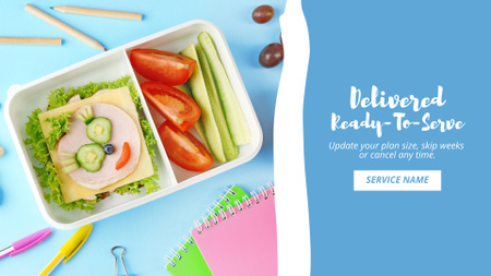 School Food Ad with Cute Sandwich in Lunch Box Full HD video Design Template