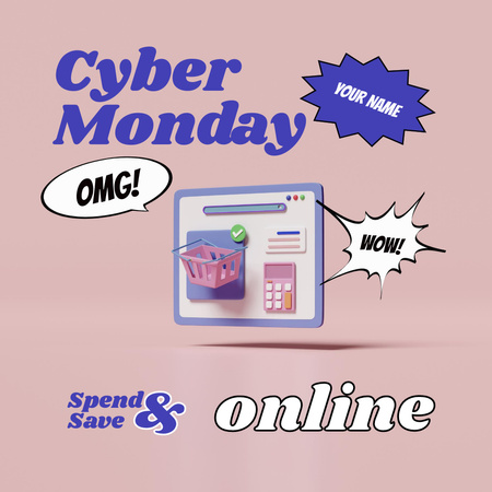 Designvorlage Online Sale on Cyber Monday für Instagram