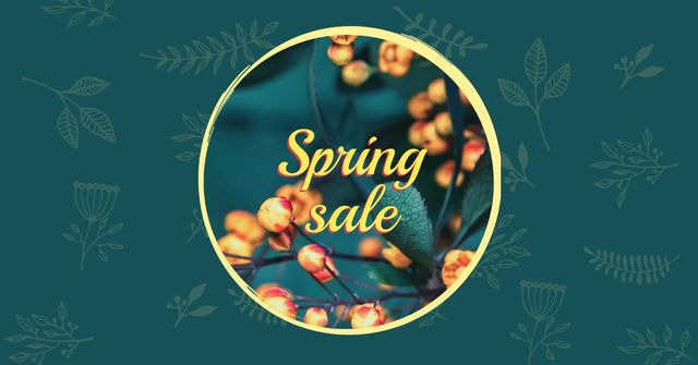 Template di design Spring Sale on Floral Pattern Facebook AD