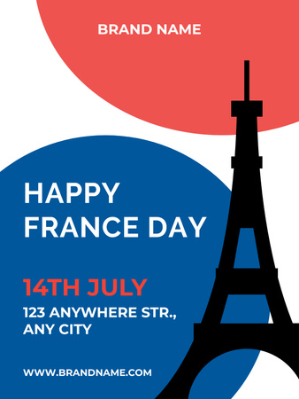 French National Day Event Celebration Announcement Poster USデザインテンプレート
