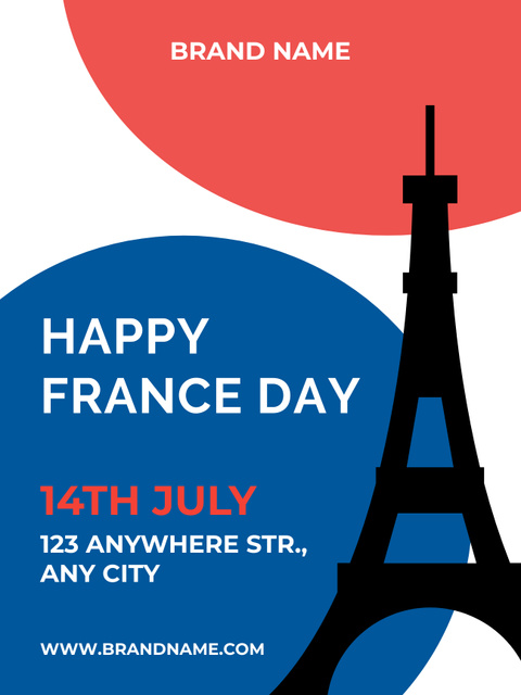 French National Day Event Celebration Announcement Poster US Šablona návrhu