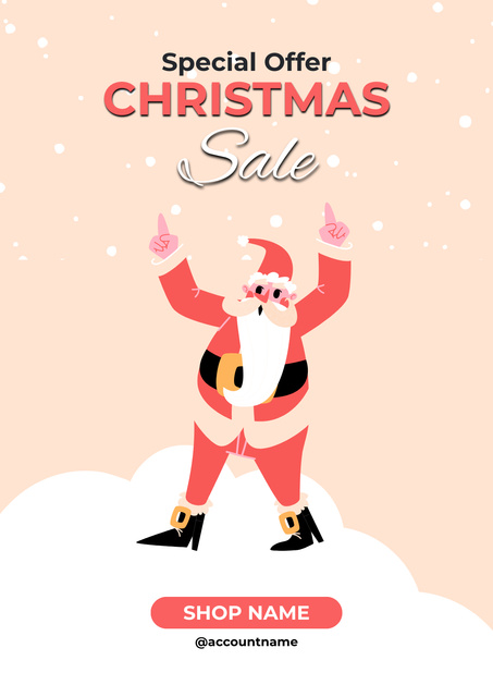 Christmas Sale Offer Santa Recommending Poster Design Template