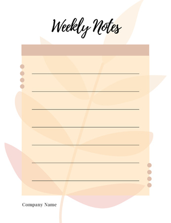Weekly Checklist in Beige with Leaf Shadow Notepad 107x139mm Design Template