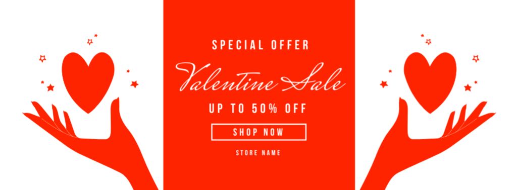 Valentine's Day Discount Offer Facebook coverデザインテンプレート