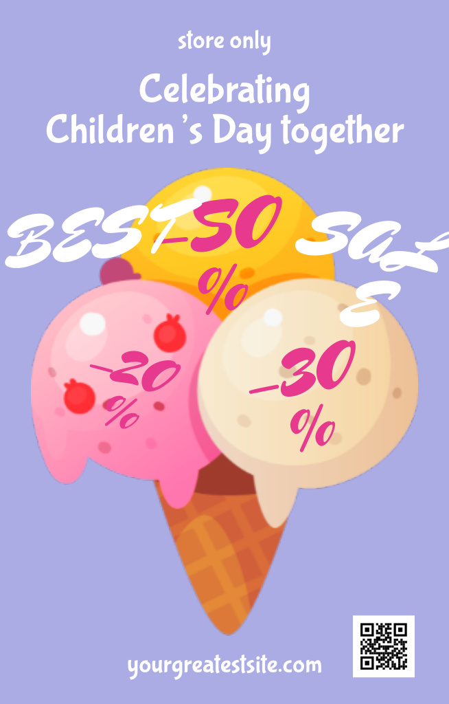 Funny Sale on Children's Day with Discounts Invitation 4.6x7.2in Design Template