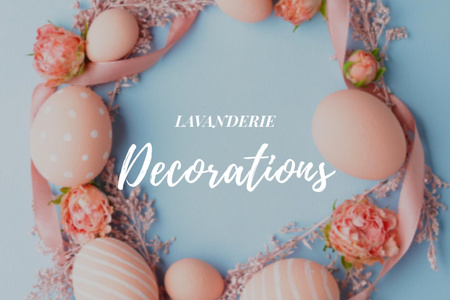 Platilla de diseño Holiday Decor Offer with Easter Eggs Wreath Flyer 4x6in Horizontal