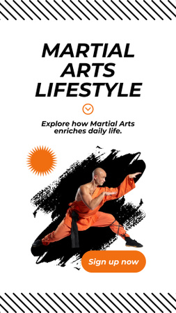 Designvorlage Martial Arts Lifestyle Anzeige mit Kämpfer für Instagram Video Story