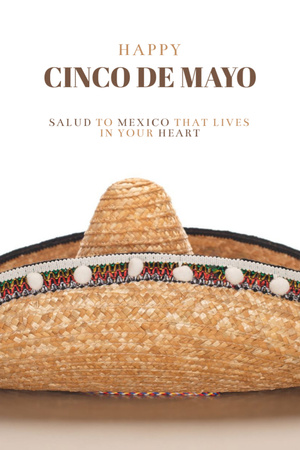 Cinco De Mayo Celebration with Braided Sombrero Postcard 4x6in Verticalデザインテンプレート
