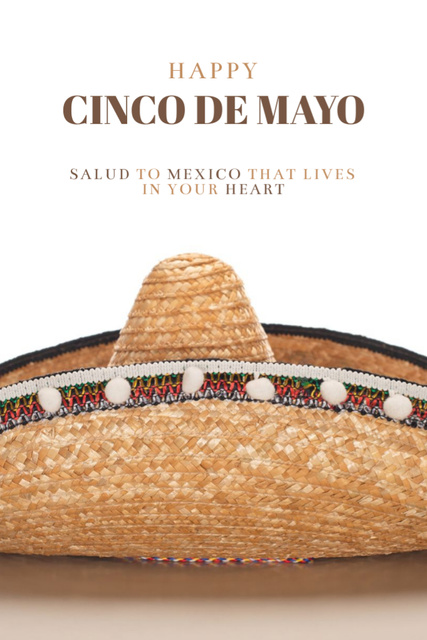 Cinco De Mayo Celebration with Braided Sombrero Postcard 4x6in Vertical – шаблон для дизайну