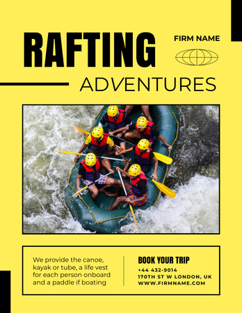Rafting Adventures Ad  Poster 8.5x11in Design Template