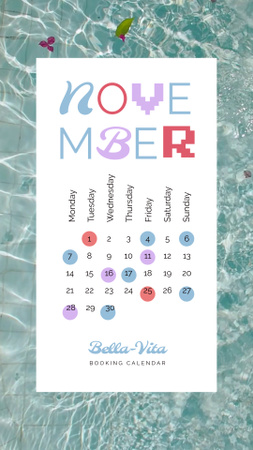 Cute Calendar on Crystal Water Background Instagram Video Story Design Template