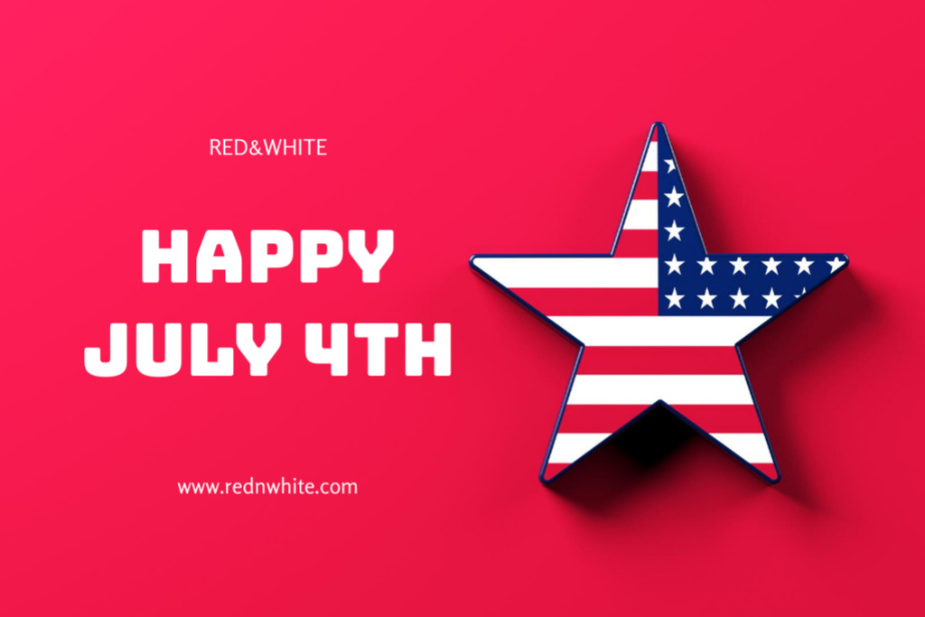 Template di design Happy July 4th Celebration With Star Postcard 4x6in
