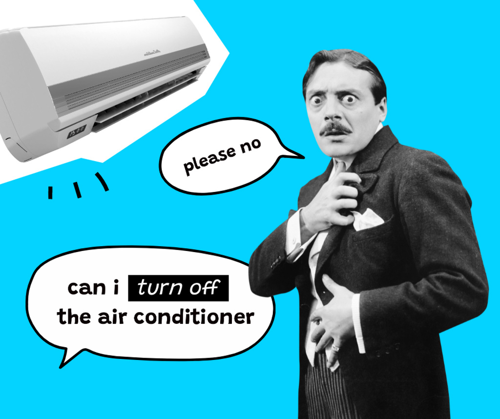 Funny Joke about turning off Air Conditioner Online Facebook Post Template  - VistaCreate