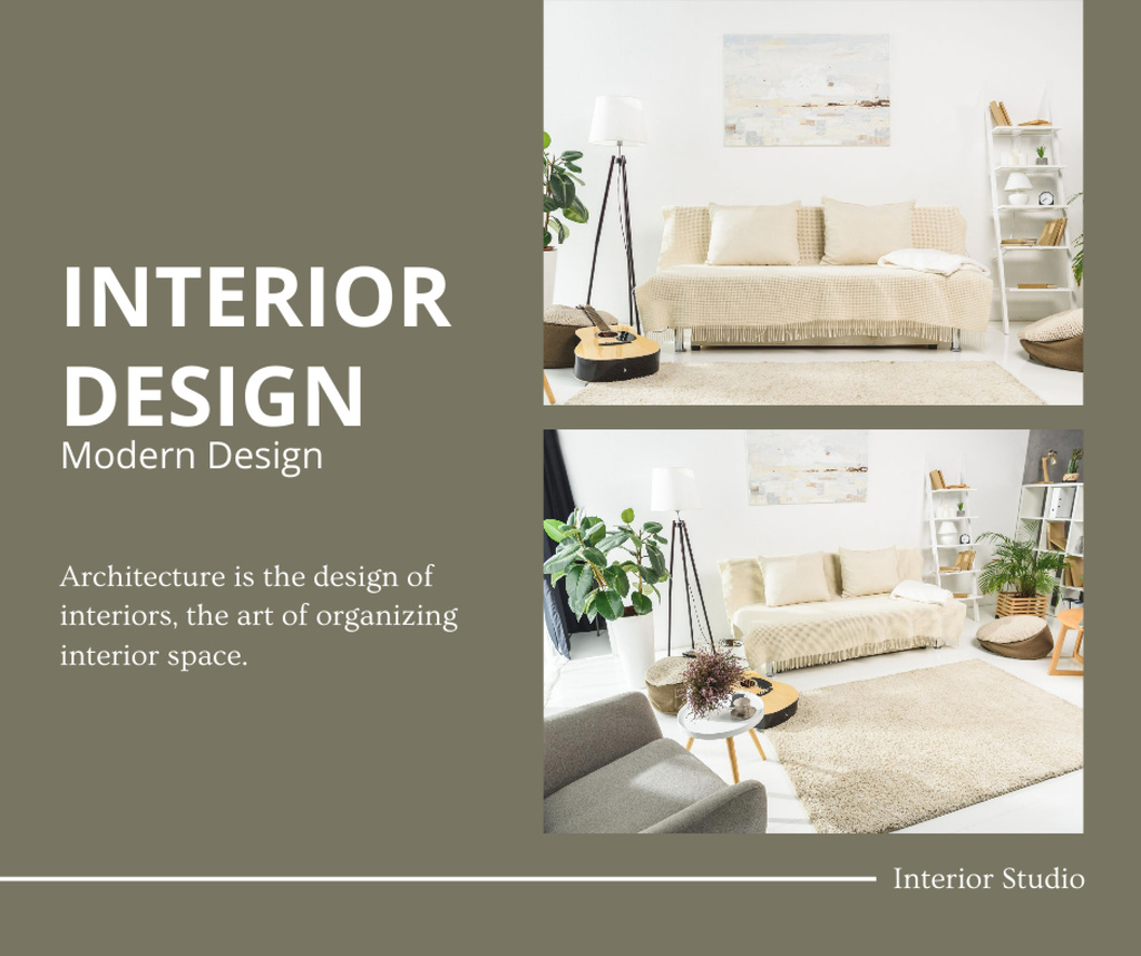 Designvorlage Interior Design Studio Promotion für Facebook