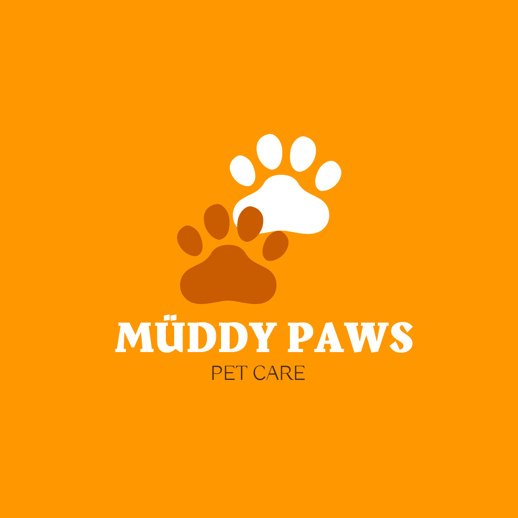 Pet Care Services with Cute Paws Logoデザインテンプレート