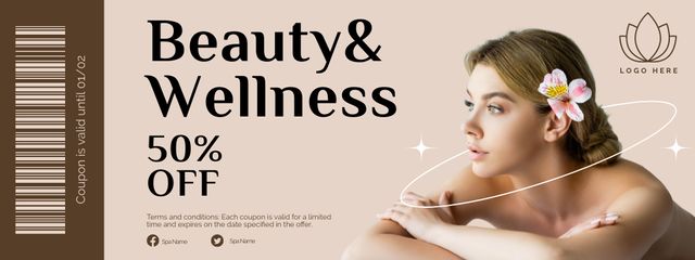 Beauty and Wellness Spa Services Coupon Design Template