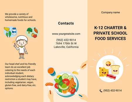 Illustrated School Food Service And Description Brochure 8.5x11in Design Template