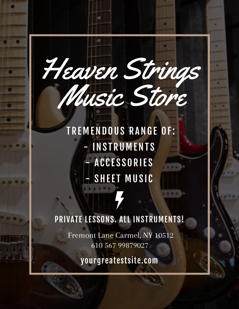 Cool Electric Guitars in Music Store Flyer 8.5x11in Design Template