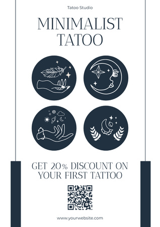 Designvorlage Minimalistische Tattoos mit Rabatt im Studio-Angebot für Poster