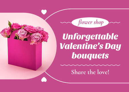 Bouquets Offer on Valentine's Day Postcard Design Template