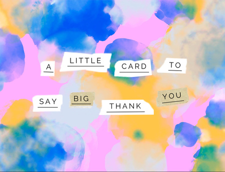 Thankful Phrase on Bright Watercolor Pattern Postcard 4.2x5.5in Design Template