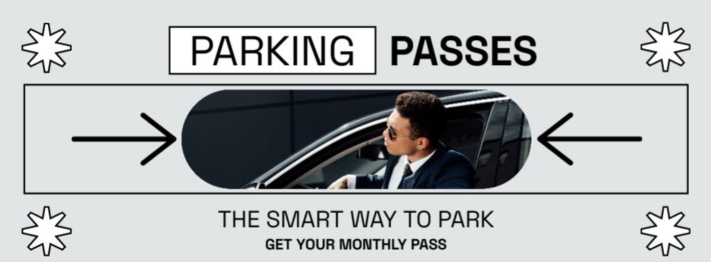 Stylish Man in Car in Parking Lot Facebook cover – шаблон для дизайна