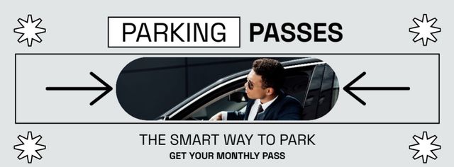 Stylish Man in Car in Parking Lot Facebook cover Design Template