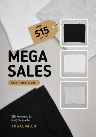 Male Store Sale with Basic T-shirts Poster 28x40in Design Template